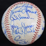 1977 Kansas City Royals Team Signed OAL MacPhail Baseball w/ 20 Signatures Including George Brett & More + 3.5 x 4.5 Brett Snapshot (JSA) 