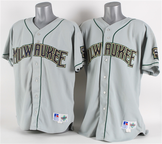 1996 Dave Nilsson & John Jaha Milwaukee Brewers Game Worn Road Jerseys - Lot of 2 (MEARS LOA) 