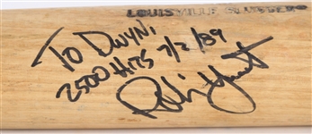1989 (July 2) Robin Yount Milwaukee Brewers Signed Louisville Slugger Professional Model 2,500th Career Hit Game Used Bat (MEARS A9.5/PSA GU 9.5/JSA)