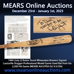 1989 (July 2) Robin Yount Milwaukee Brewers Signed Louisville Slugger Professional Model 2,500th Career Hit Game Used Bat (MEARS A9.5/PSA GU 9.5/JSA)