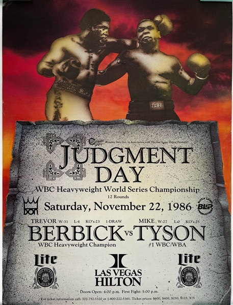 1986 Mike Tyson Trevor Berbick WBC Heavyweight Championship Title Bout 22" x 29" Poster