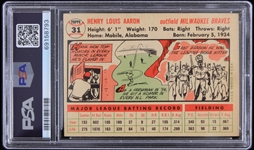 1956 Hank Aaron Milwaukee Braves Topps #31 White Back Trading Card (PSA VG-EX 4) 