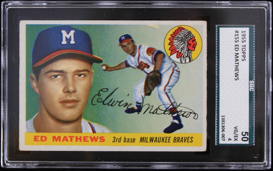 1955 Ed Mathews Milwaukee Braves Topps #155 (SGC VG/EX 4)