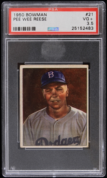 1950 Pee Wee Reese Brooklyn Dodgers Bowman #21 Series of Baseball Picture Card (PSA VG+ 3.5) 