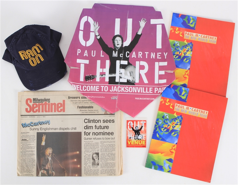1993-2014 Paul McCartney Tour Memorabilia - Lot of 7 w/ New World Tour Concert Programs, Out There Tour Venue Pass & More