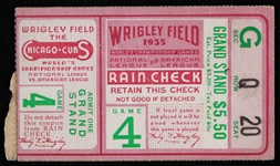 1935 Chicago Cubs World Series Ticket Stub