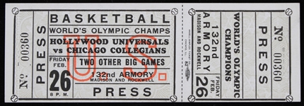 1910-1920s Hollywood Universals vs Chicago Collegians Press Ticket 