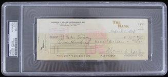 1994 Warren Spahn Milwaukee Braves Signed Check (PSA Slabbed)