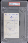 1974 Del Crandall Milwaukee Braves Signed Milwaukee Athletic Club Receipt (PSA Slabbed) 