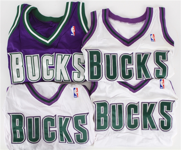 2003-05 Milwaukee Bucks Blank Jersey Shells - Lot of 4 w/ 3 Home & 1 Road (MEARS LOA)