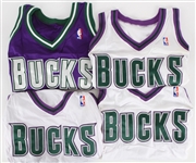 2003-05 Milwaukee Bucks Blank Jersey Shells - Lot of 4 w/ 3 Home & 1 Road (MEARS LOA)