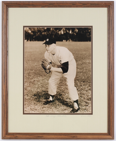 1951 Mickey Mantle New York Yankees 17.5" x 21.5" Framed Photo 