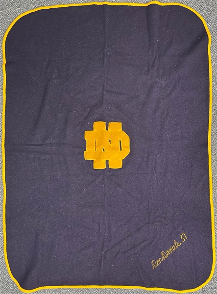 1951 Don Daniels Notre Dame 51" x 69" Wool Stadium Blanket