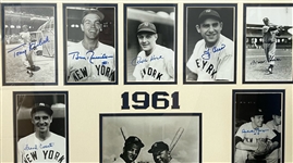 1961 New York Yankees Multi  27 x 31 Framed Photo Display w/ 16 Facsimile Signatures Including Mickey Mantle, Roger Maris, Yogi Berra, Whitey Ford & More 