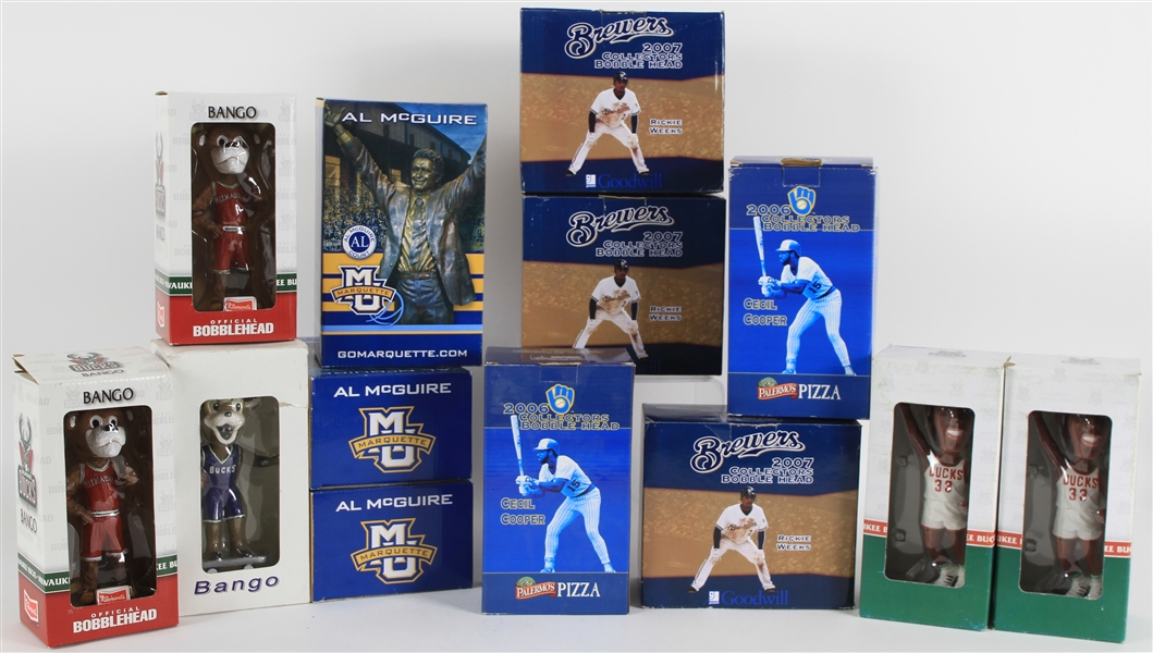 2000s Milwaukee Brewers & Milwaukee Bucks Bobble Heads (Lot of 13)