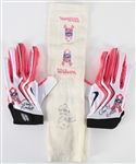 2008-09 Ron Bartell St. Louis Rams Signed NFL Breast Cancer Awareness Gloves & Towel (MEARS LOA & PSA/DNA)