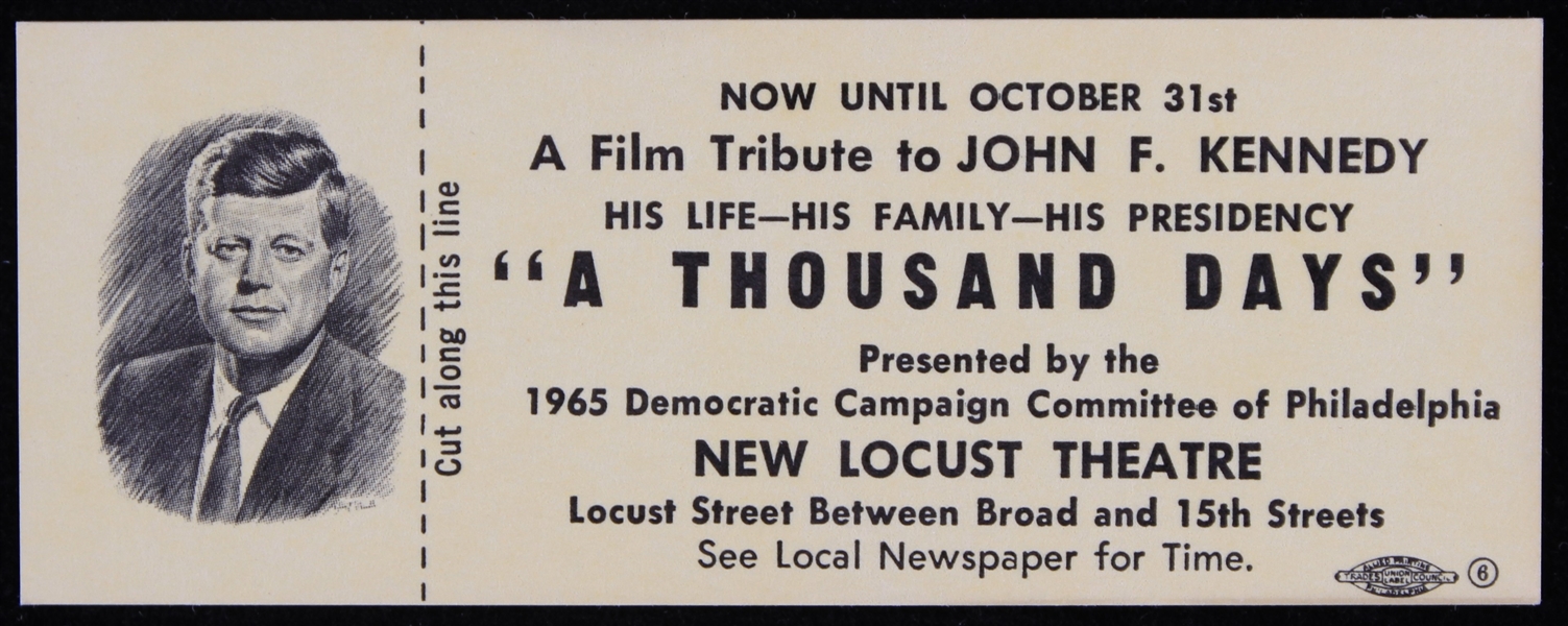 1965 Film Tribute to John F. Kennedy Ticket