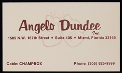1960-1976 Angelo Dundee (d. 2012) Business Card