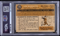 1960 Lew Burdette Milwaukee Braves Signed Topps #70 Trading Card (PSA/DNA Slabbed)