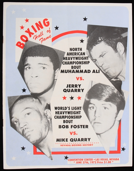 1972 Muhammad Ali Jerry Quarry World Heavyweight Championship Title Bout Fight Program (Troy Kinunen Collection)