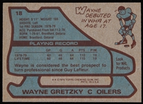 1979 Wayne Gretzky Edmonton Oilers Topps Trading Card #18 