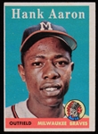 1958 Hank Aaron Milwaukee Braves Topps Trading Card #30 with White Lettering