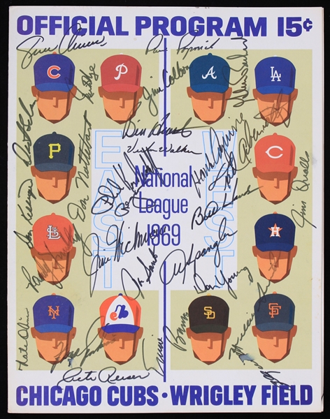 1969 Ernie Banks, Jim Qualls, Don Young, Ron Santo, Hank Aguirre and more Chicago Cubs Autographed Game Program (JSA)