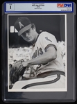 1976 Nolan Ryan California Angels 7x9 Black and White Baltimore Sun Photo (PSA Slabbed)