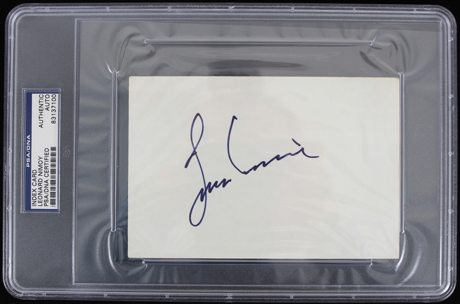 Leonard Nimoy Autographed Index Card (PSA Slabbed)