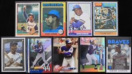 1975-2021 Hank Aaron Milwaukee Brewers, Milwaukee Braves, and Atlanta Braves Topps Trading Cards (Lot of 9)