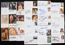 Claudia Schiffer, Alex Trebek, Naomi Judd, Hope Olson, Laura Misch, Monica Sims, and More Autographed Index Cards(Lot of 59)