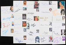Claudia Schiffer, Alex Trebek, Naomi Judd, Hope Olson, Laura Misch, Monica Sims, and More Autographed Index Cards(Lot of 59)