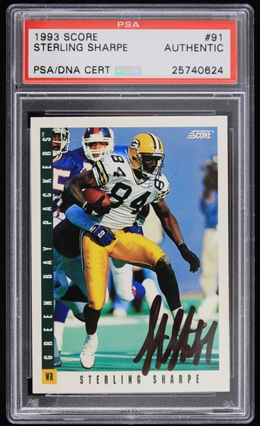 1993 Sterling Sharpe Green Bay Packers Signed Score #91 Trading Card (PSA/DNA Slabbed) 