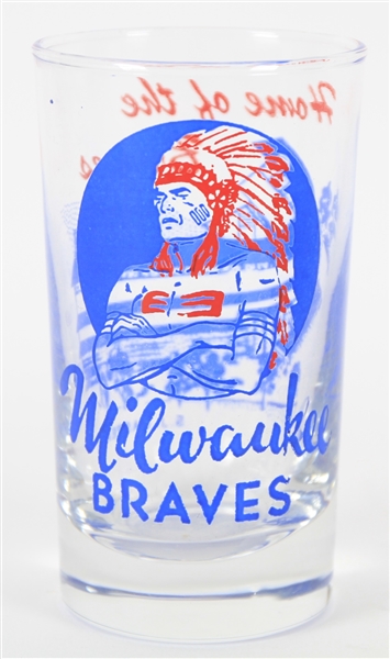 1950s Milwaukee Braves Home of the Braves 4.5" S.J. Casper Co. Glass
