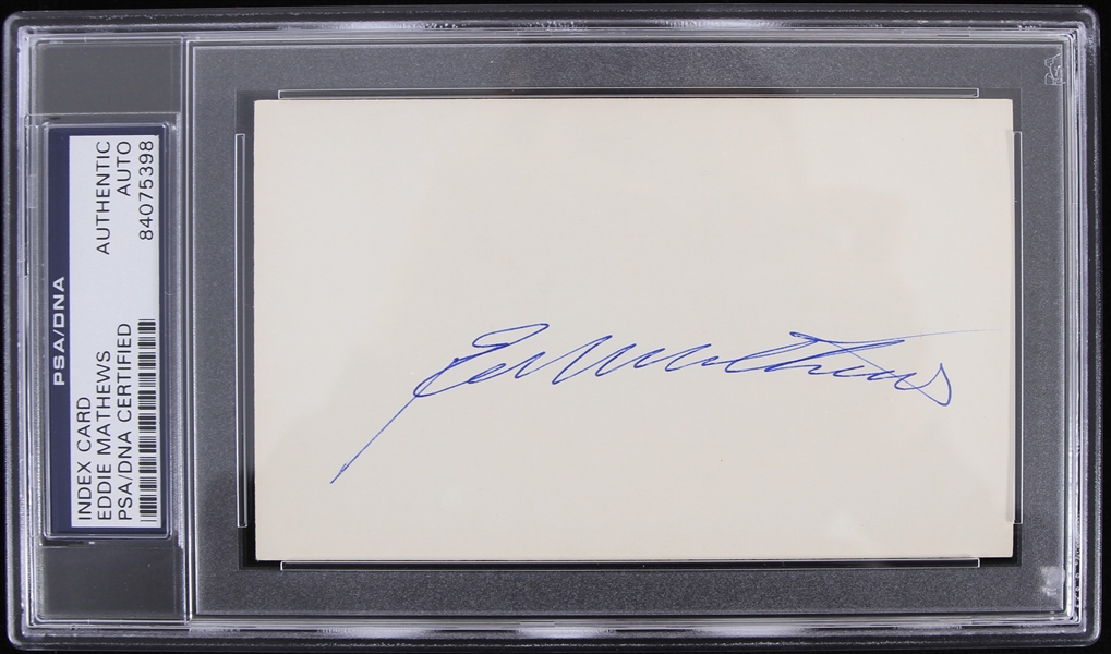 1952-1966 Eddie Mathews Milwaukee Braves Signed Index Card (PSA/DNA Slabbed) 