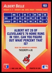 1992 Albert Belle Cleveland Indians Signed Leaf Baseball Trading Card (JSA)