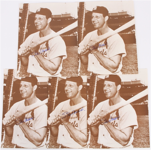 1990s Stan Musial St. Louis Cardinals Signed 11" x 14" Photos - Lot of 5 (JSA)