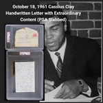 October 18, 1961 Cassius Clay Handwritten Letter with Extraordinary Content (PSA Slabbed)