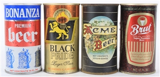 1940s-60s Vintage Beer Can Collection - Lot of 4 w/ Black Pride Lager, Brut, Bonanza & Acme