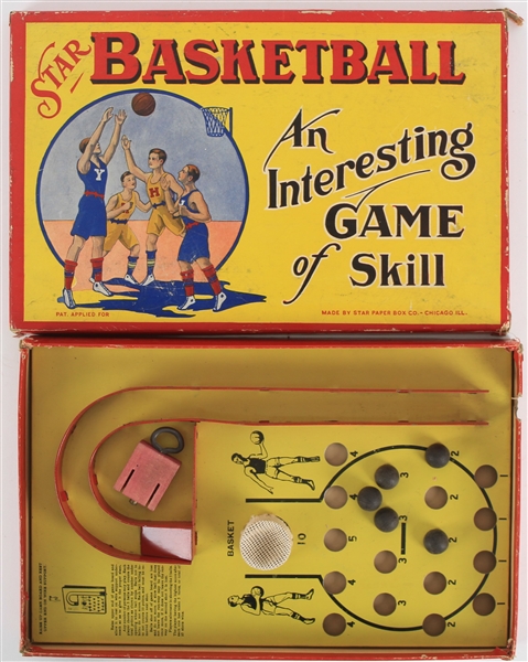 1950s Star Basketball "An Interesting Game of Skill" Board Game by Chicago Paper Box Co.