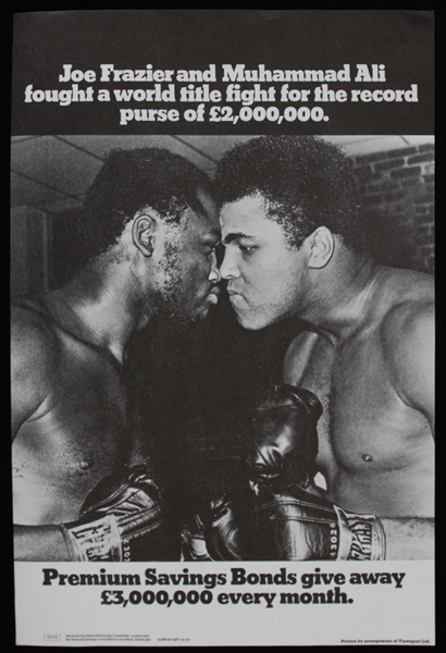 1971 Muhammad Ali Joe Frazier World Heavyweight Champions 10" x 15" Premium Savings Bonds Advertisement  