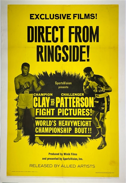 1965 Cassius Clay Floyd Patterson World Heavyweight Championship Title Bout 30" x 44" Linenbacked SportsVision Poster 