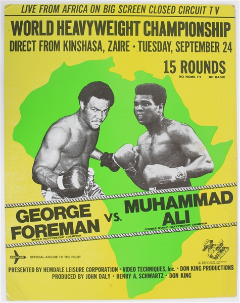 1974 Muhammad Ali George Foreman World Heavyweight Championship Title Bout 14" x 18" Broadside