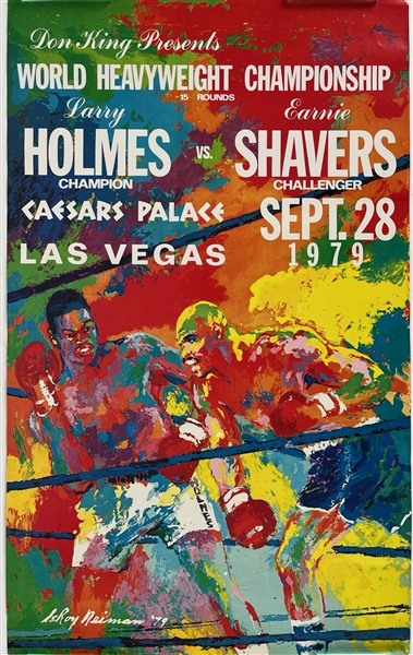 1979 Larry Holmes Earnie Shavers World Heavyweight Championship Title Bout 18" x 29" Poster