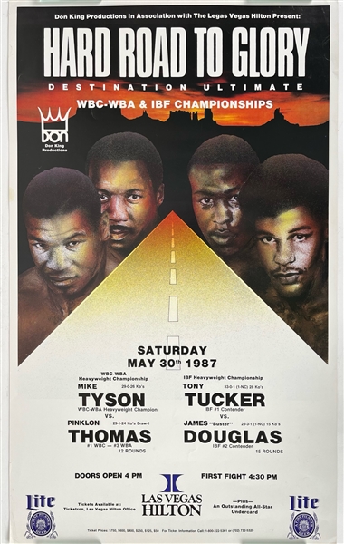 1987 Hard Road To Glory 21" x 34" Heavyweight Championship Title Bout Poster w/ Mike Tyson, Tony Tucker, Pinklon Thomas & Buster Douglas