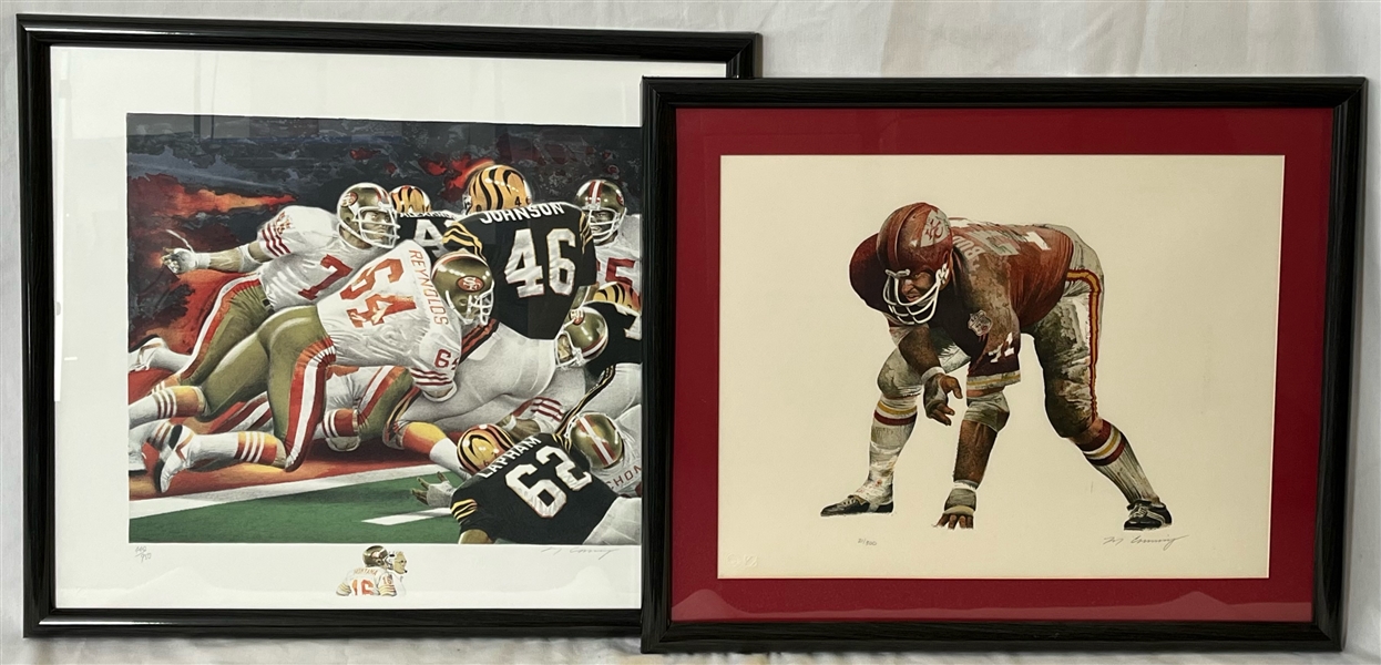 1970s-80s Merv Corning Football Framed 29x30 Limited Edition Lithographs (Lot of 4)