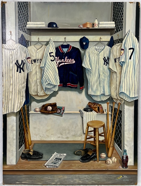 New York Yankees Lockeroom 36x48 Painting on Wood 