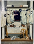 New York Yankees Lockeroom 36x48 Painting on Wood 