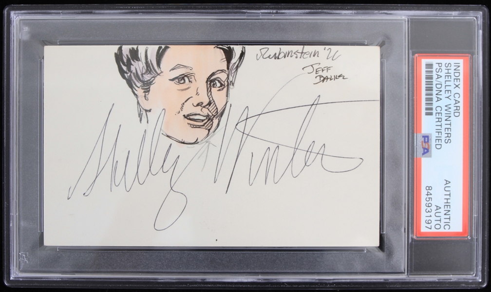 1966 Batman Shelley Winters Ma Parker Signed 3x5 Sketch (PSA/DNA Slabbed)