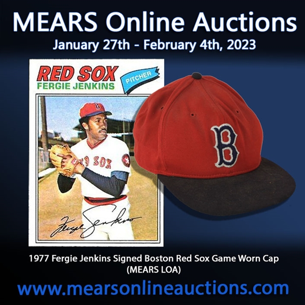 1977 Fergie Jenkins Signed Boston Red Sox Game Worn Cap (MEARS LOA)